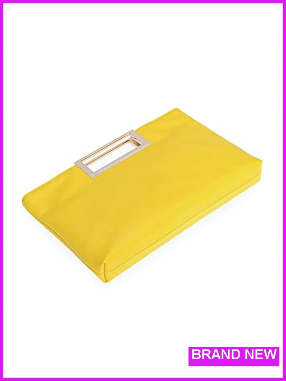 Faux Leather Convertible Clutch Purse with Chain Strap, Square Metal Handle